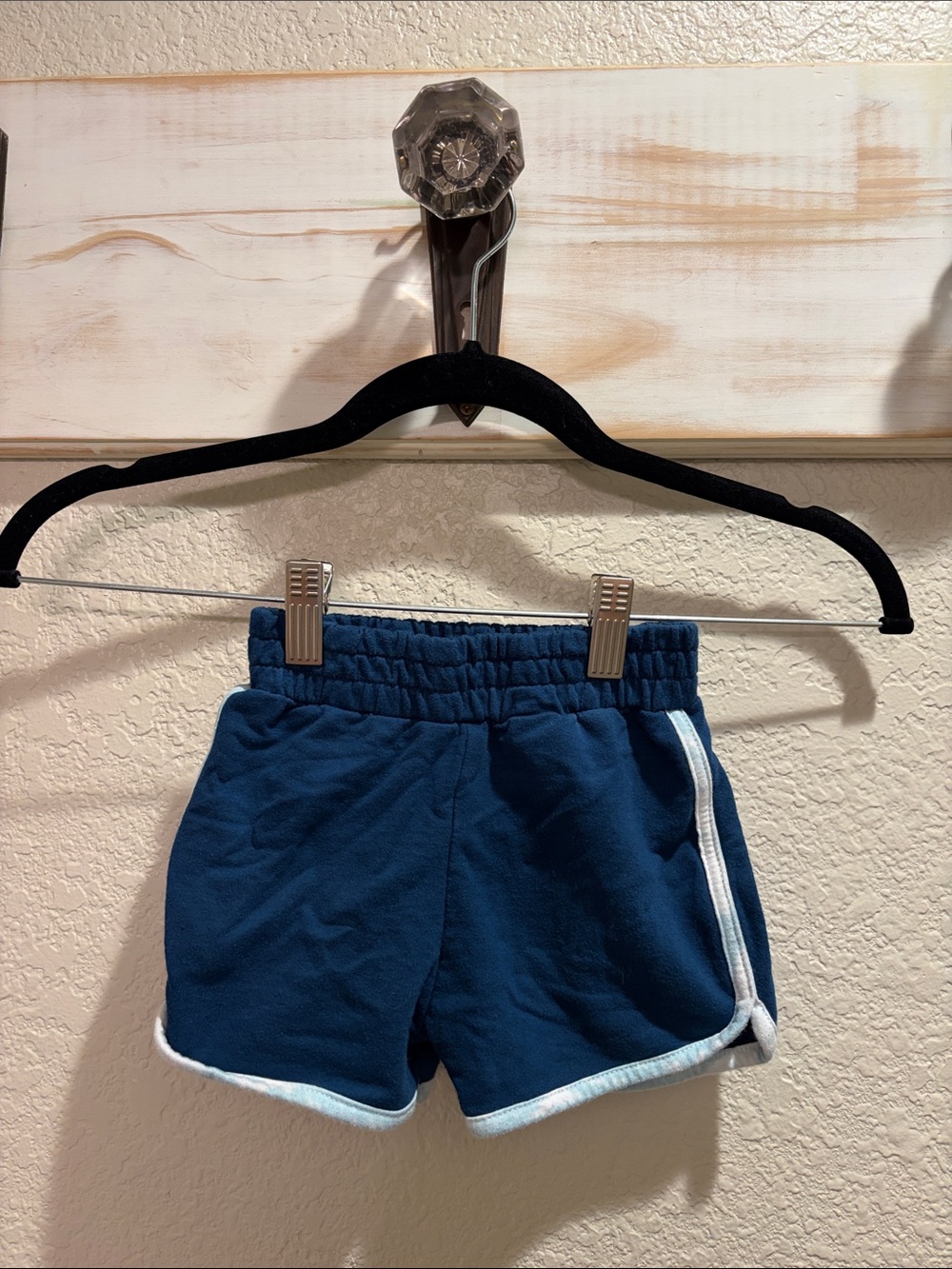 Kids Navy Blue Athletic Shorts with White Trim